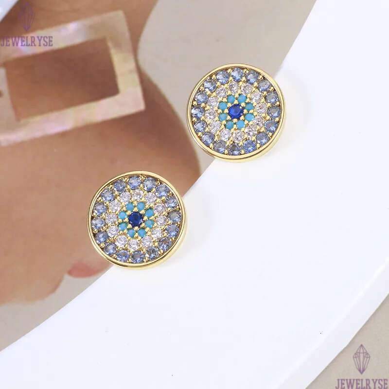 2024 New fashion round evil eyes designer earrings for women colorful diamond cz zircon geometry classic luxury aretes brincos numbers earring ear rin
