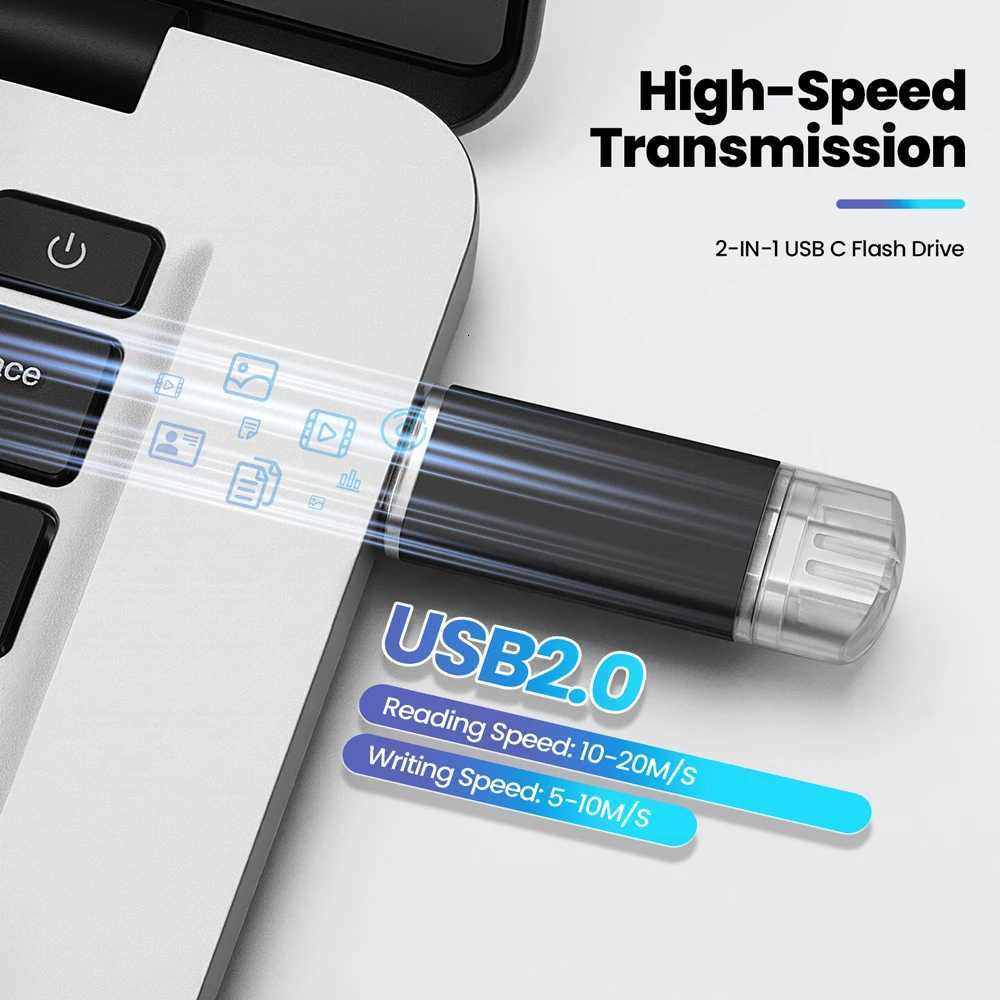 USB C Thumb Drive 64GB USB20 to USB Type-c Flash Drive High-Speed Transmission Memory Stick for pro GalaxyiPad PC C251209