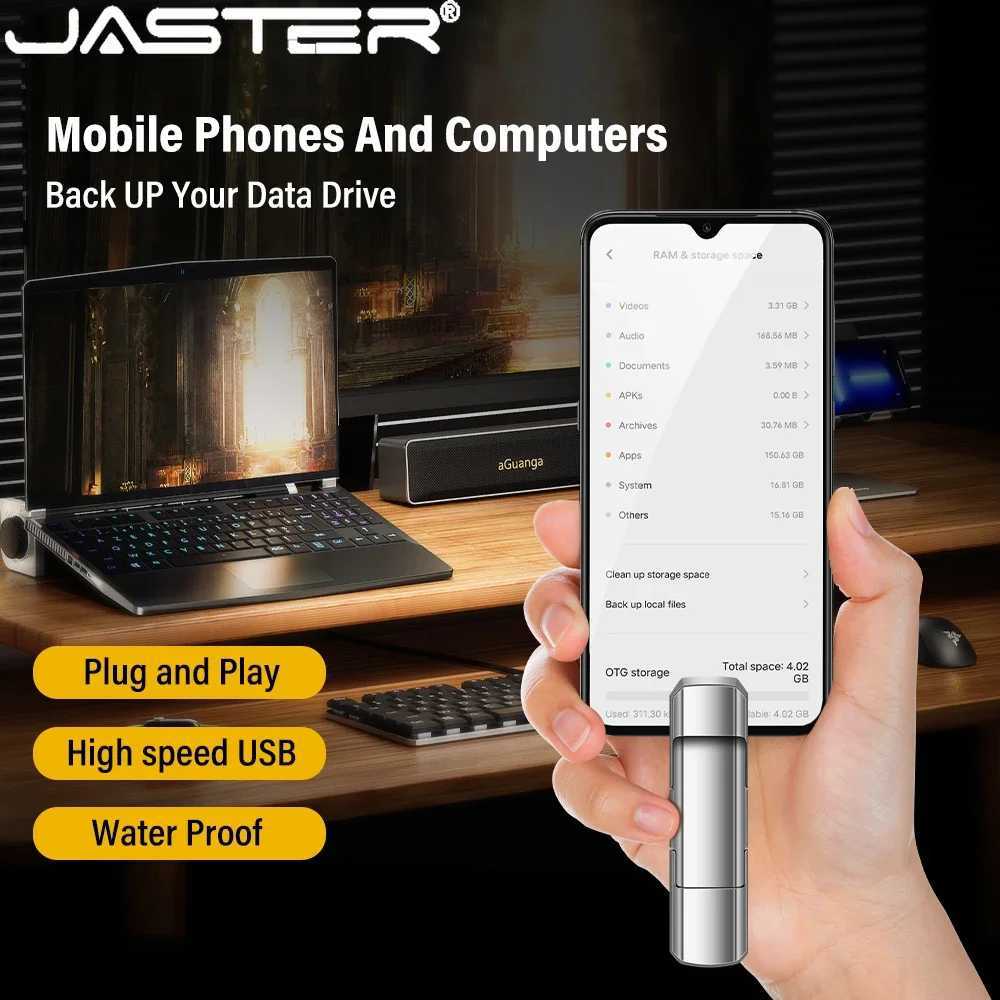 JASTER TYPE-C Fashion Metal Pen drive 64GB 32GB Waterproof USB Flash Drives 16GB 8GB 4GB Memory stick Business gift U disk C251209