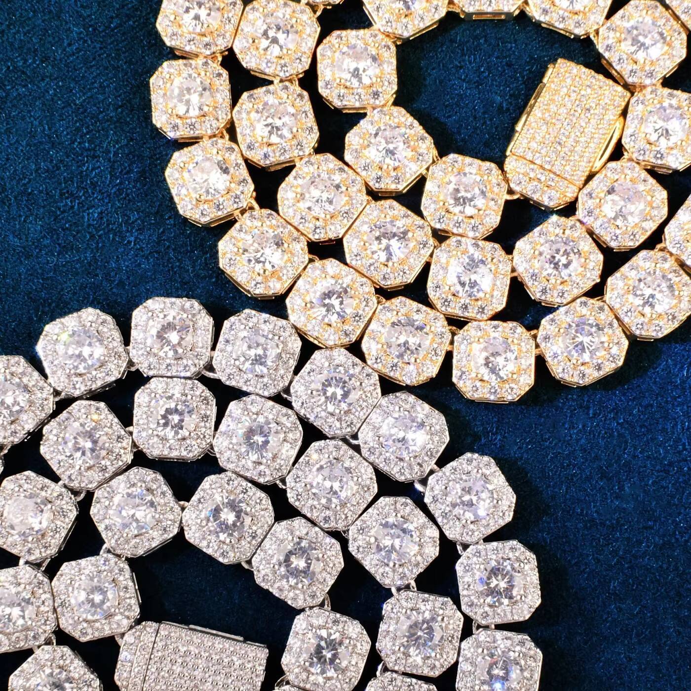Gold Silver Square Clustered Tennis Chain for Men Necklace Hip Hop Zircon Brass Geometric Wedding Gift Jewelry Trend