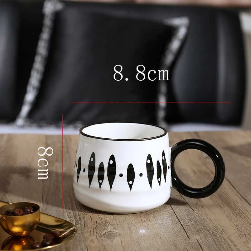 Creative Ceramic Coffee g Black White Couple g He Chessboard Latte Coffee Cup Simple Afternoon Tea Supplies New Gift H251209