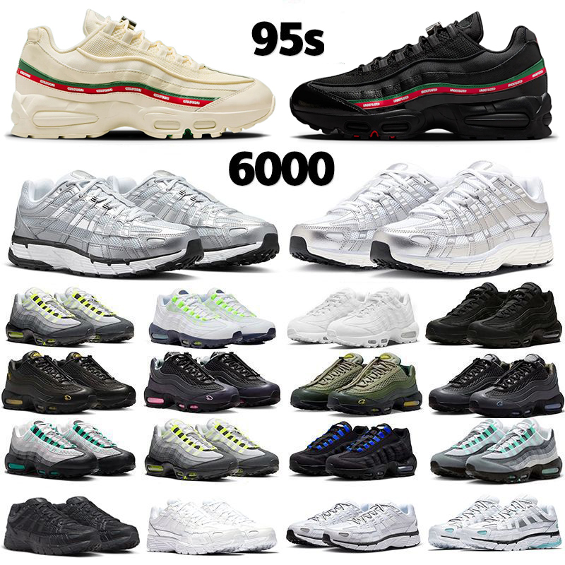 Designer Running Shoes 95 95s p6000 6000 Sneakers neon triple black White Metallic Silver Pink foam Khaki Trainers Mens Womens Outdoor sport shoes