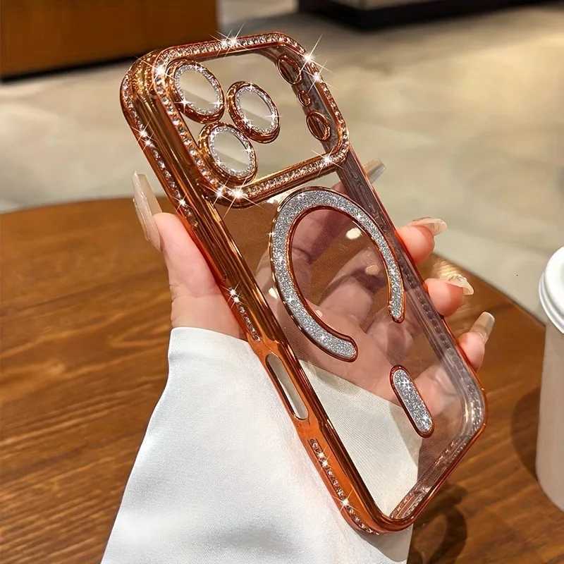 Luxury Glitter Diamond Magnetic Case for iPhone 17 16 15 14 11 13 12 Pro Max Cases Wireless Charing Lens Protector Coque C251209