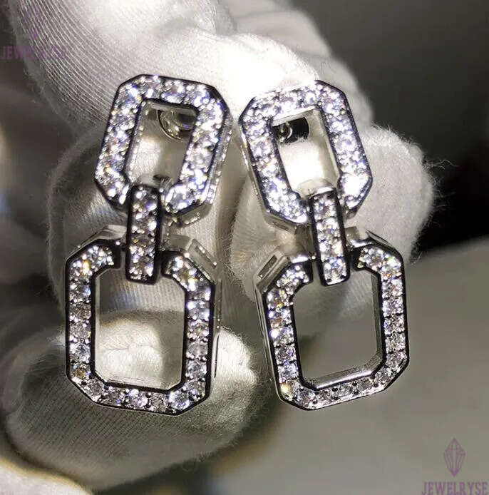 Long hollow Rectangle geometry designer Earrings stud for women Geometric Charm Earings with CZ Zircon Diamond Bling Crystal elegant Ear rings earring