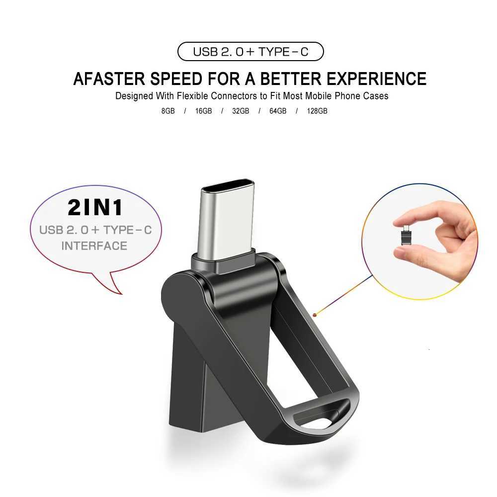 2in1 TYPE-C USB 20 Flash Drives 128GB 64GB OTG High Speed Pen Drive 32GB Mini Memory Stick Real Capacity Pendrive 16GB 8GB 4GB C251209