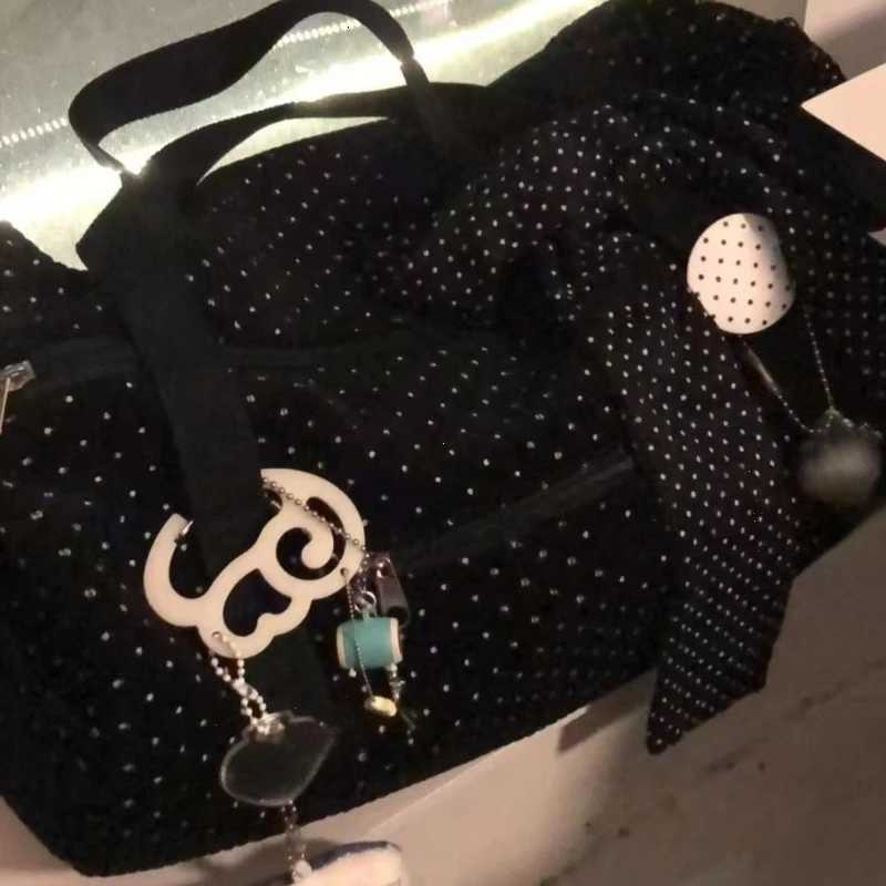 Large Capaci Oder Bag Sports Fitn Travel Tote Bag Bla Polka Dot Crossbody Faiable Trendy Youth Travel Bag Y251209