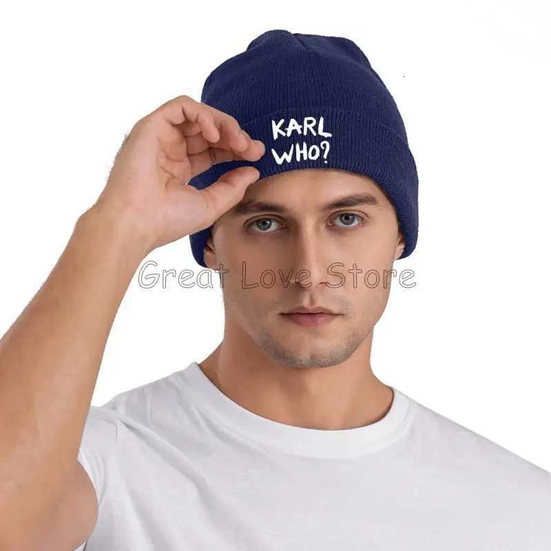 Luxury KARL WHO Print Bonnet Hats Cool Knit Hat for Men Women Winter Warm Skullies Beanies Caps Print Beanie Hat Soft Warm Winter Y251209