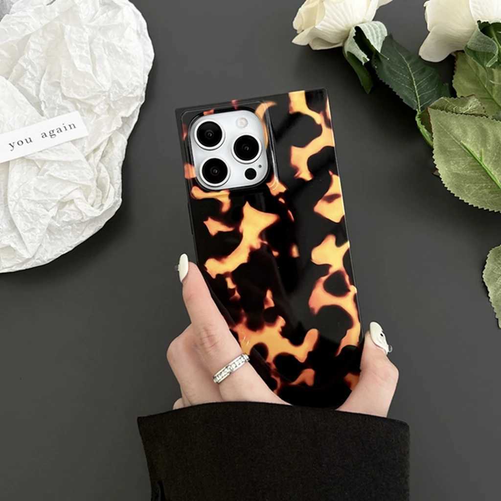 ity Tortoiseshell Pattern Flame Grain Rectangle Cover Case for iPhone 17 16 15 14 13 Pro Max Phone Case C251209
