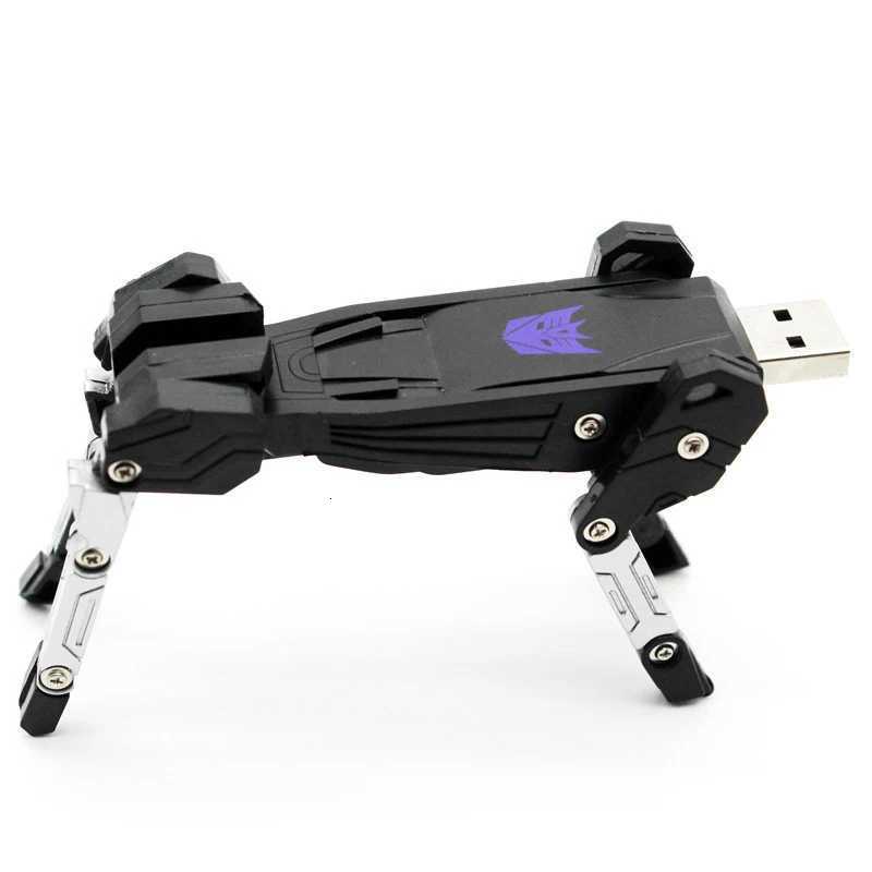 Transfer Toy Style U Disk Cartoon Character USB 20 Flash Drive Pendrive 128GB 64GB 32GB Transformation Robot Gift C251209