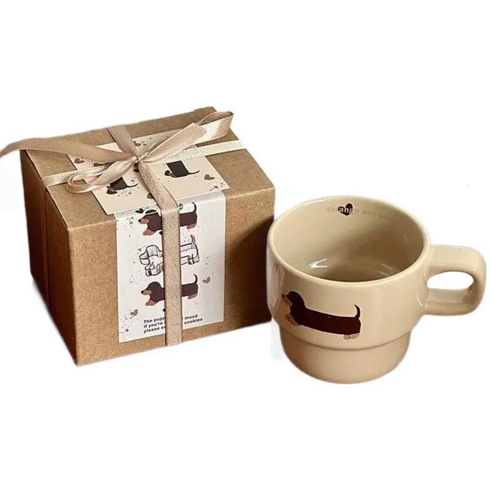 Dachshund Dog g Ceramic Cup Funny Cute Sausage Dog Milk Coffee g with Handle Present for Lovers Friends Christmas Gift H251209