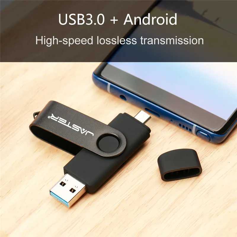 New USB 30 OTG 64GB Black 2 in 1 Flash Drive 32GB Waterproof 16GB Plastic pendrive 8GB U disk 4GB Memory Stick Business gift C251209
