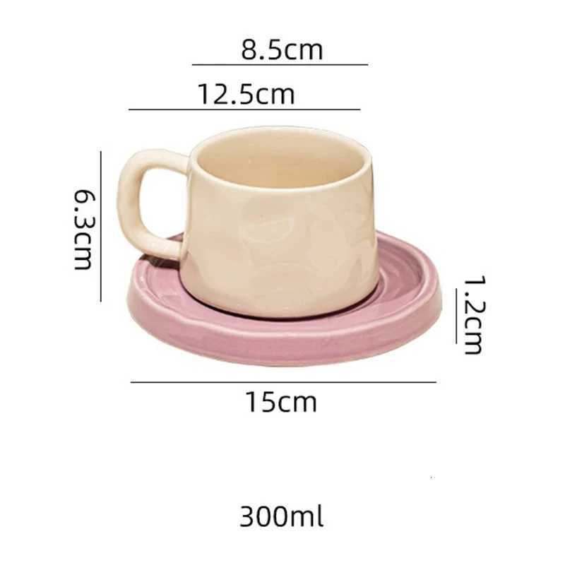 Ceramic gs Cute Coffee Cups and Saucers Creative Exquisite Afternoon teacup Breakfast Milk g Girl Gift Coffee Cup Water cups H251209