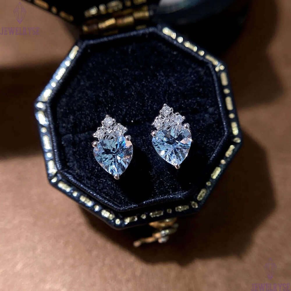 S925 sterling silver love heart designer earrings for women cute lovely blue crystal shine cz zircon girls charms earring earings ear rings jewelry gi