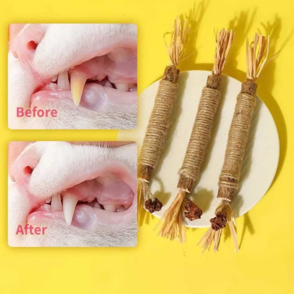 1pc Natural Wooden Cat Chew Stick Training Toy for Cats Kitty Teeth Cleaning Grinding Teaser Scrapers Pet Supplies 21cm M251209