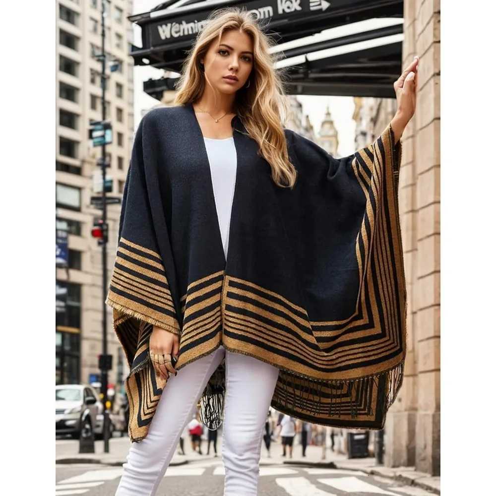 Luxury Womens shawl front open cape oversized sweater autumn and winter casual open cape Y251208