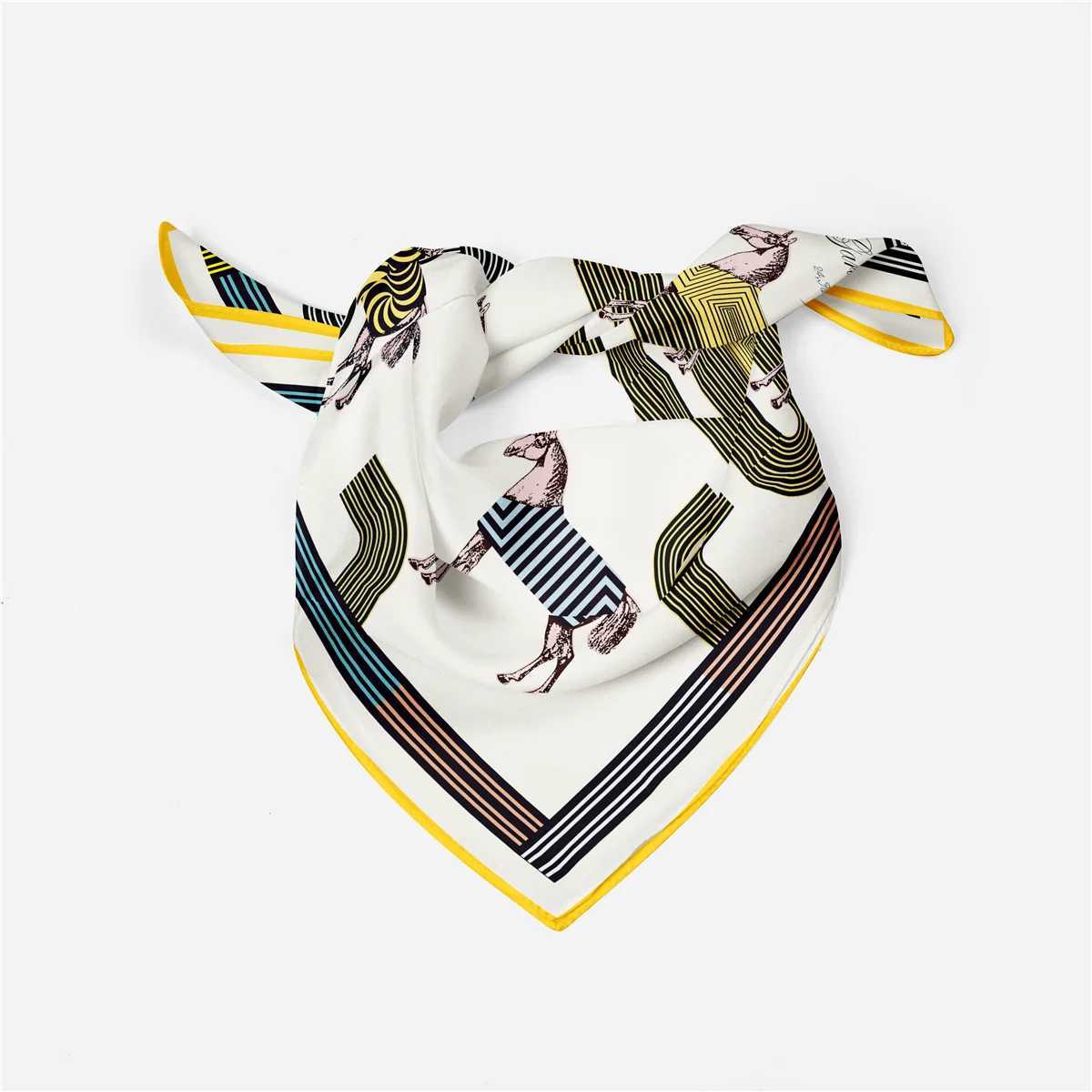 Luxury 53cm New Design Horses Cloak Silk Scarf 2024 Brand Square Scarf Woman Luxury Bandana Headband Hijab Foulard Neckerchief Y251208