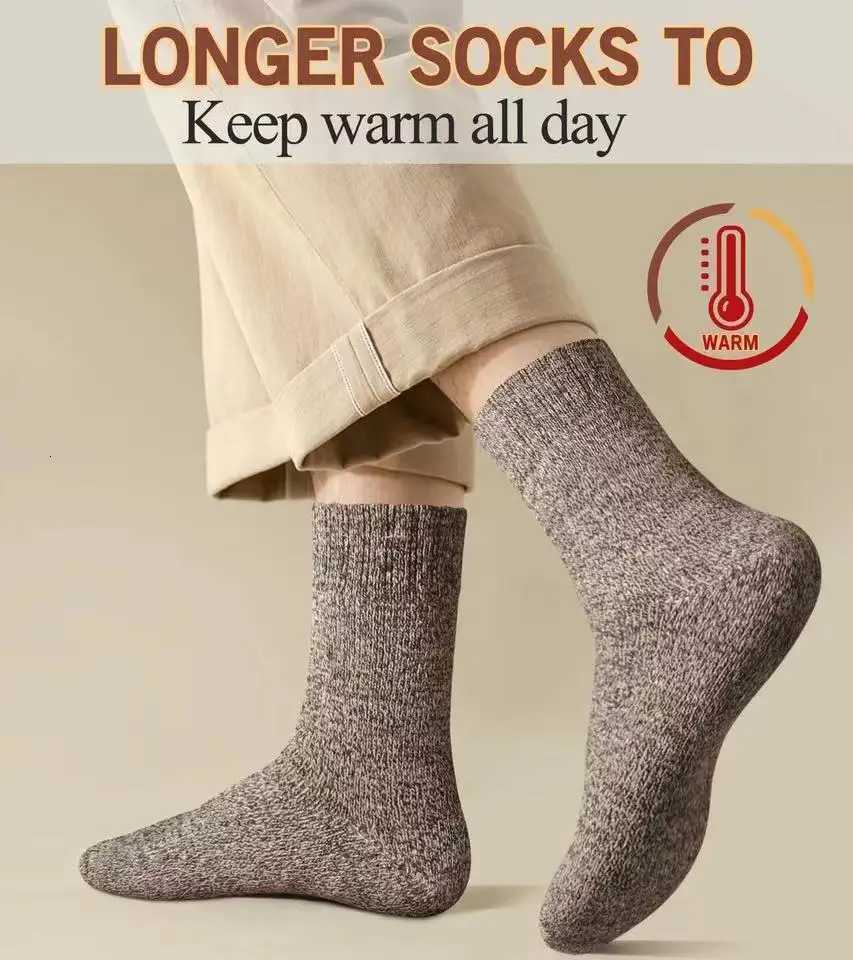 5 Pairs Winter Warm Mens Socks Wool Male Women Socks Super Thicker Solid Socks Merino Wool Socks Against Cold Snow Terry SocksT251209