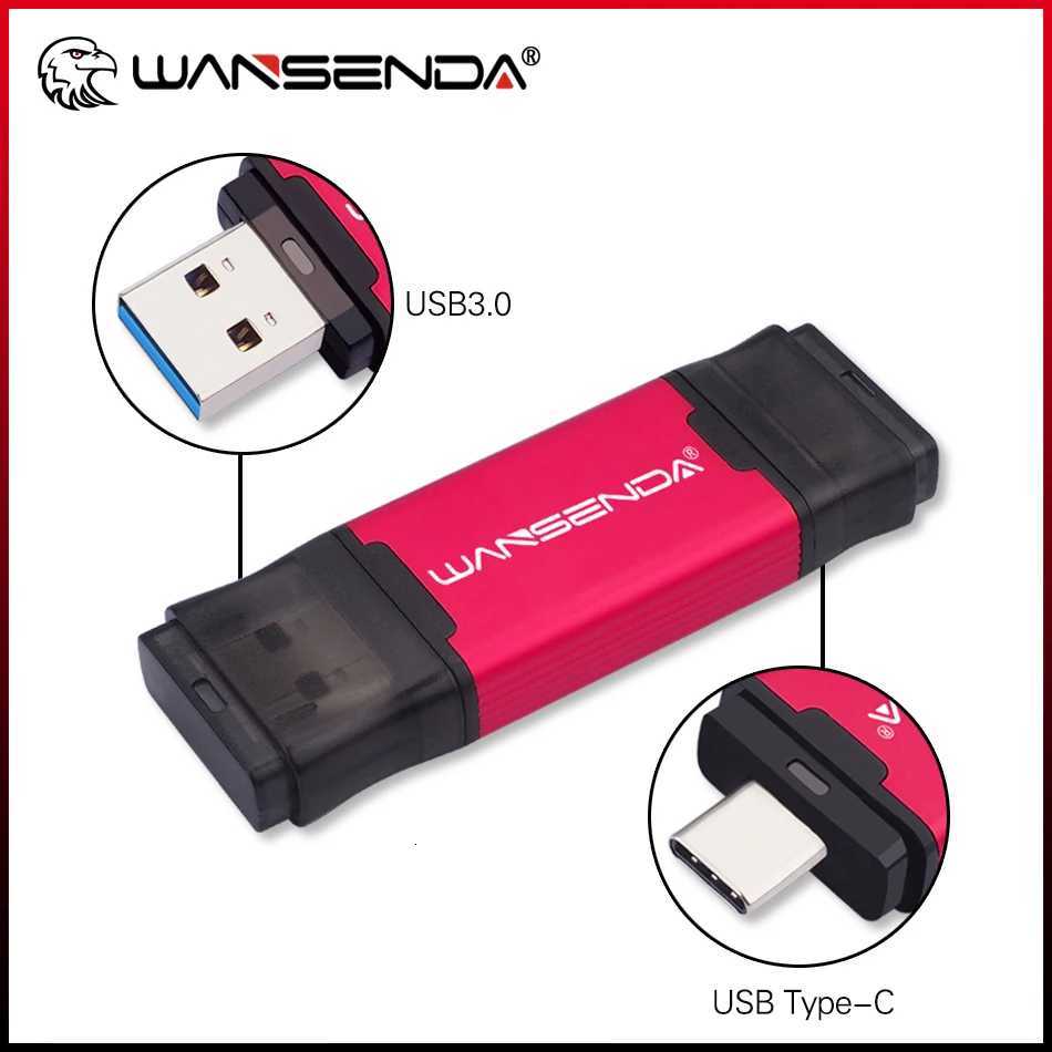 WANSENDA OTG USB Flash Drive 2 in 1 TYPE C USB 30 Pen Drive 512GB 256GB 128GB 64GB 32GB High Speed Pendrive USB Memory Stick C251209
