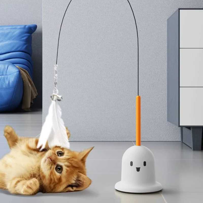 Cat Toy Teaser Rod with Suction Cup Self - entertaining Feather Pet Toy with Bell Long Pole Interactive and Bite - Resistant M251209