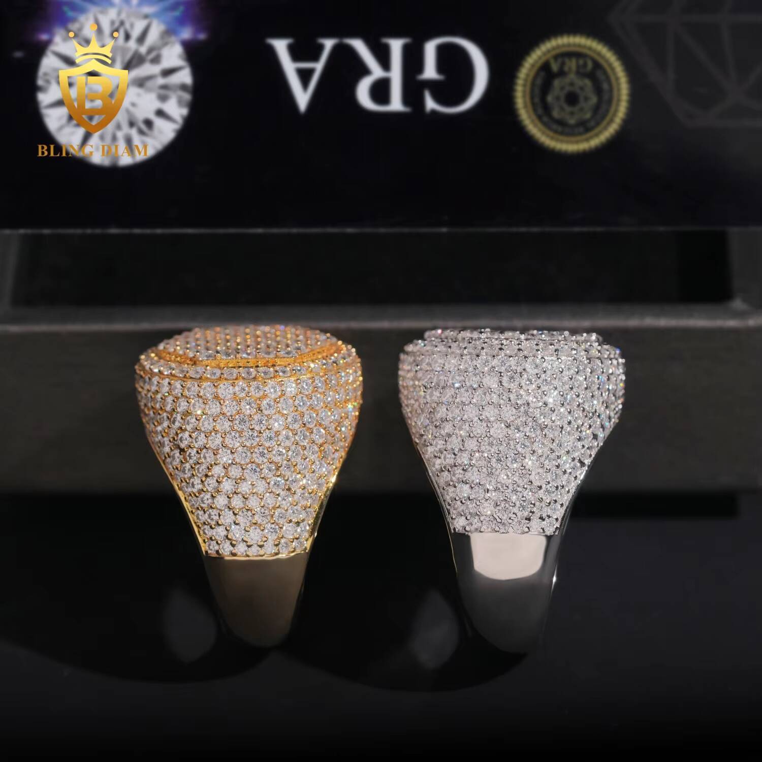 New Fashion Hot Selling Pass Diamond Tester GRA Certificate Sterling Silver 925 Iced Out Ring Mens Moissanite Hip Hop Ring