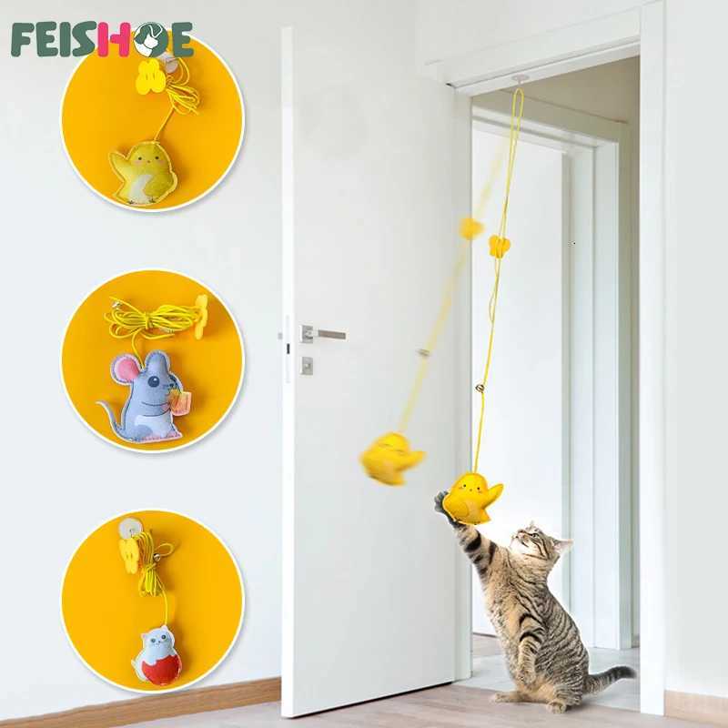 Cat Toys Swing Sticky Disc Elastic Hanging Door Teasing Cat Rope Long Rope Teasing Cat Toy Cat Accessories Pet Kitten Toy M251209