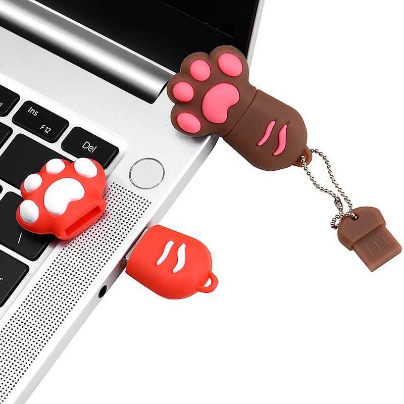Cute Cat Claw Cartoon USB Drive 8GB Student Souvenir Memory Stick 16GB 32GB U Disk 64GB Pen Drive 4GB Flash Drive Wholes C251209