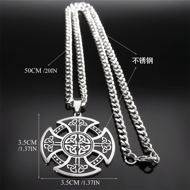 Cross-border New Celtic Cross Necklace for Women and Men Stainless Steel silver Jewelry