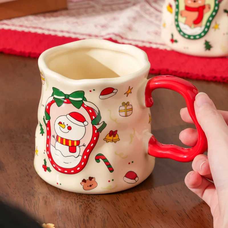 Christmas Ceramic Cup with Handle Premium Coffee Household Cartoon Light Luxury High Value g H251209
