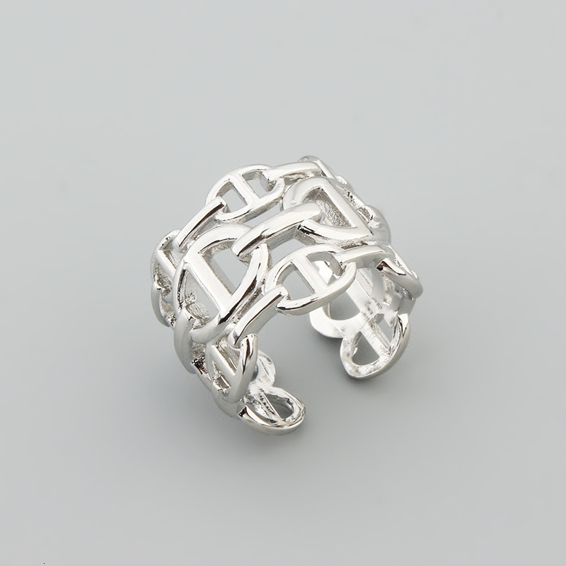 Trendy New and American Style Three-Layer Hollow Pig Nose Ring Open Adjustable One Size for Men and Women Elegant Jewelry