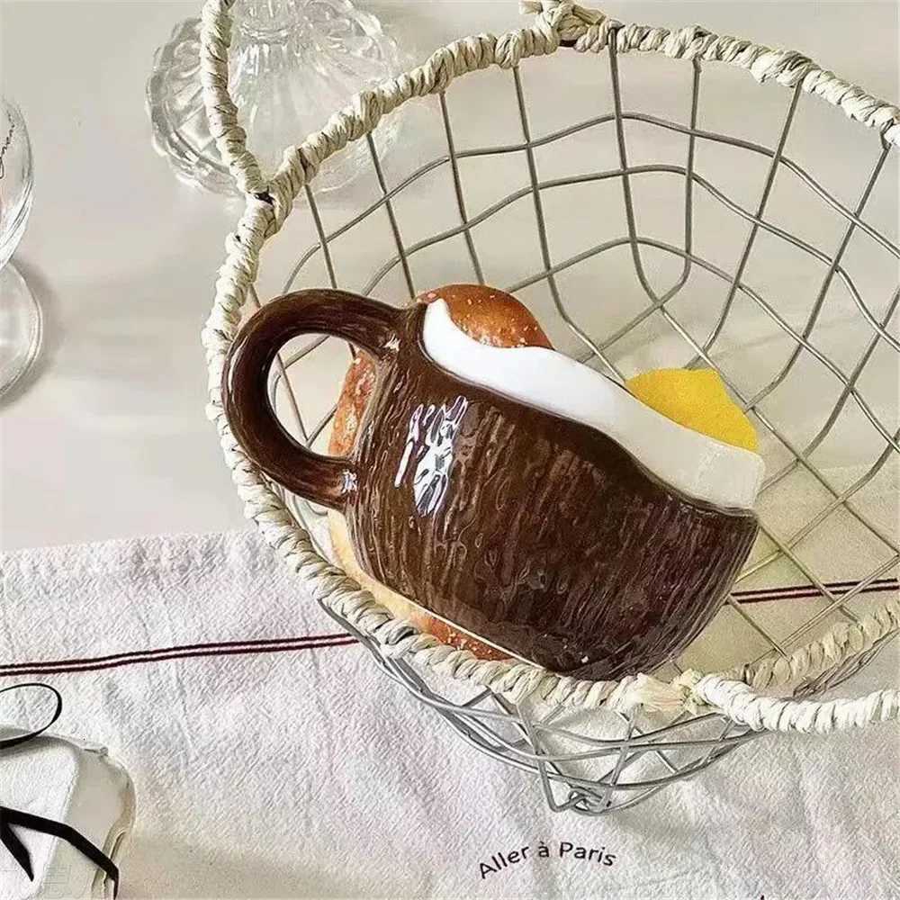 Creative Coconut Shell Shape Ceramic Coffee g Cups with Spoon for Tea Milk Coffee Drink Gift He Off H251209