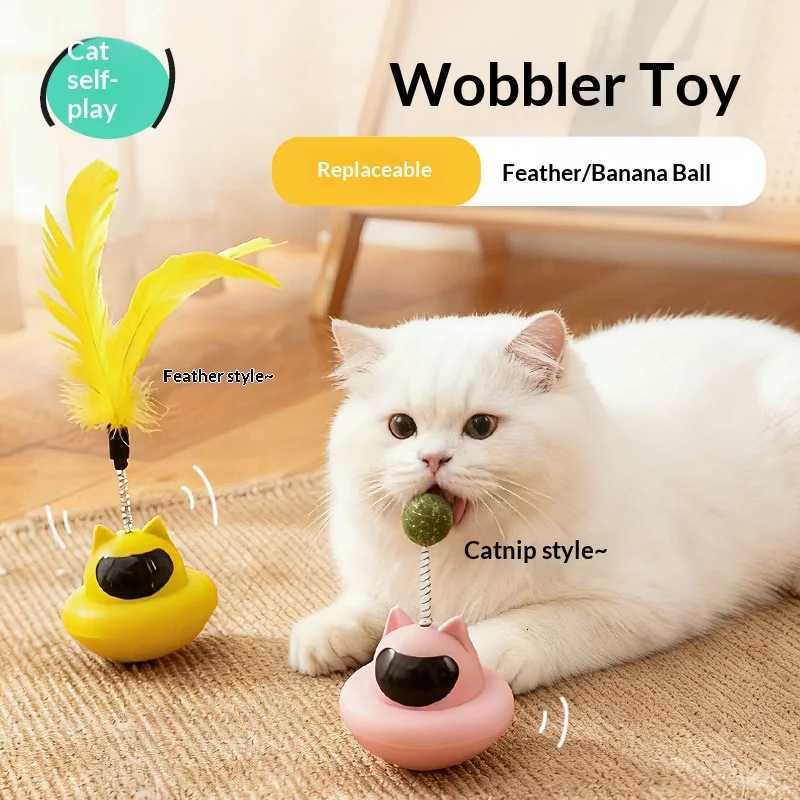 Tumbler Feather Cat Toy with Suction Cup - Self Play Teaser Wand for Boredom Lazy Owner Interactive Fun M251209