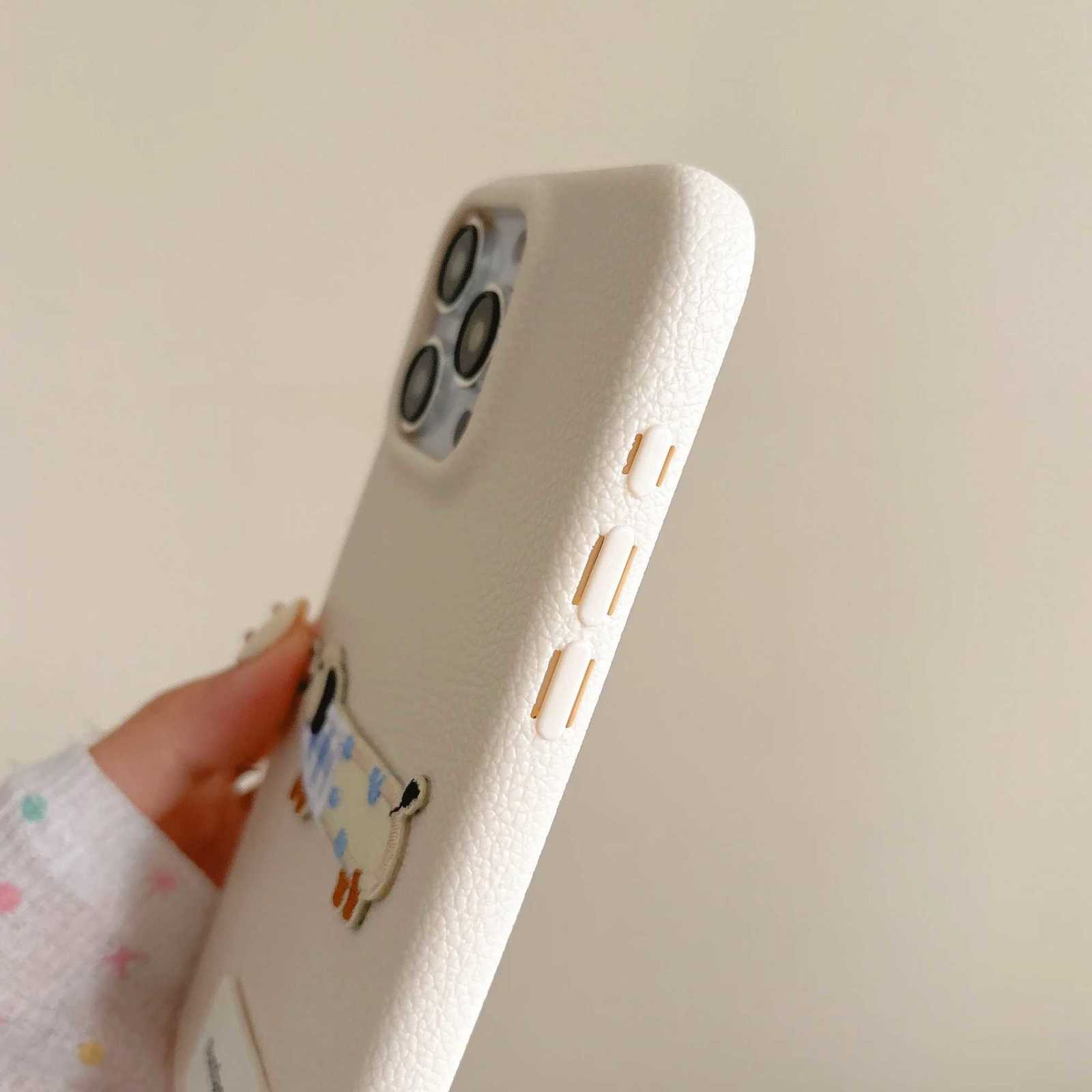Cute Cartoon Dachshund Litchi Pattern Case With Lanyard For IPhone 16 15 14 13 12 Pro Max Lovely Shockproof Soft Cover Funda C251209