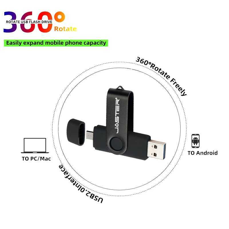 JASTER OTG USB Flash Drive 128GB Metal Pen Drive 8GB 16GB 32GB 64GB 128GB Pendrive Double use Micro USB Memory Stick C251209