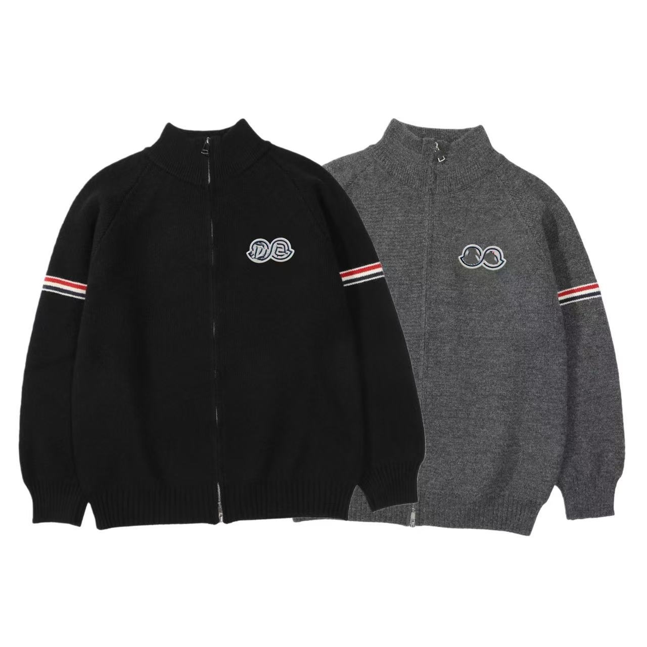 M fashion double-sided embroidered logo zipper knitted cardigan coat, unisex coat.