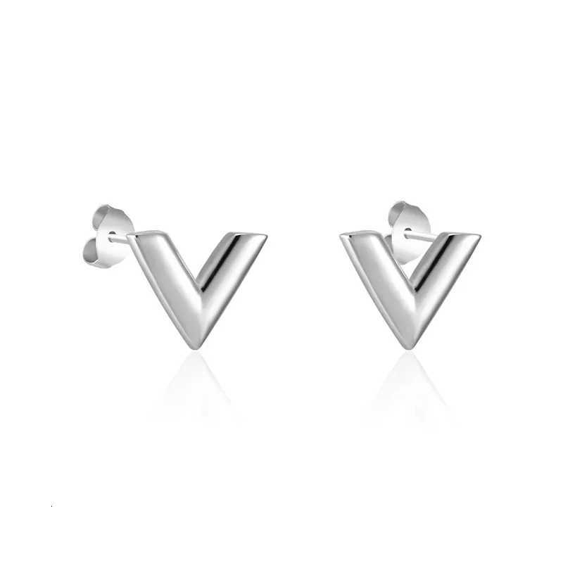 Earrings Trend Luxury Brand Jewelry Simple Design V Letter Stainless Steel Stud Earring For Women Gold-Color Elegant Party K251209 H260202