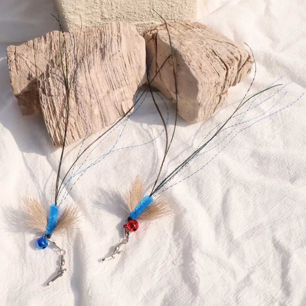 2pcs Blue Simulation Insect Cat Teaser Stick for Change Heads Cat Toys Tassel Pet Toy Supplies M251209