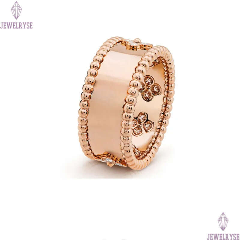 Top grade classic clover designer band for women girls charm elegant 18k gold silver rings with shine crystal bling diamond engagement ring jewelry