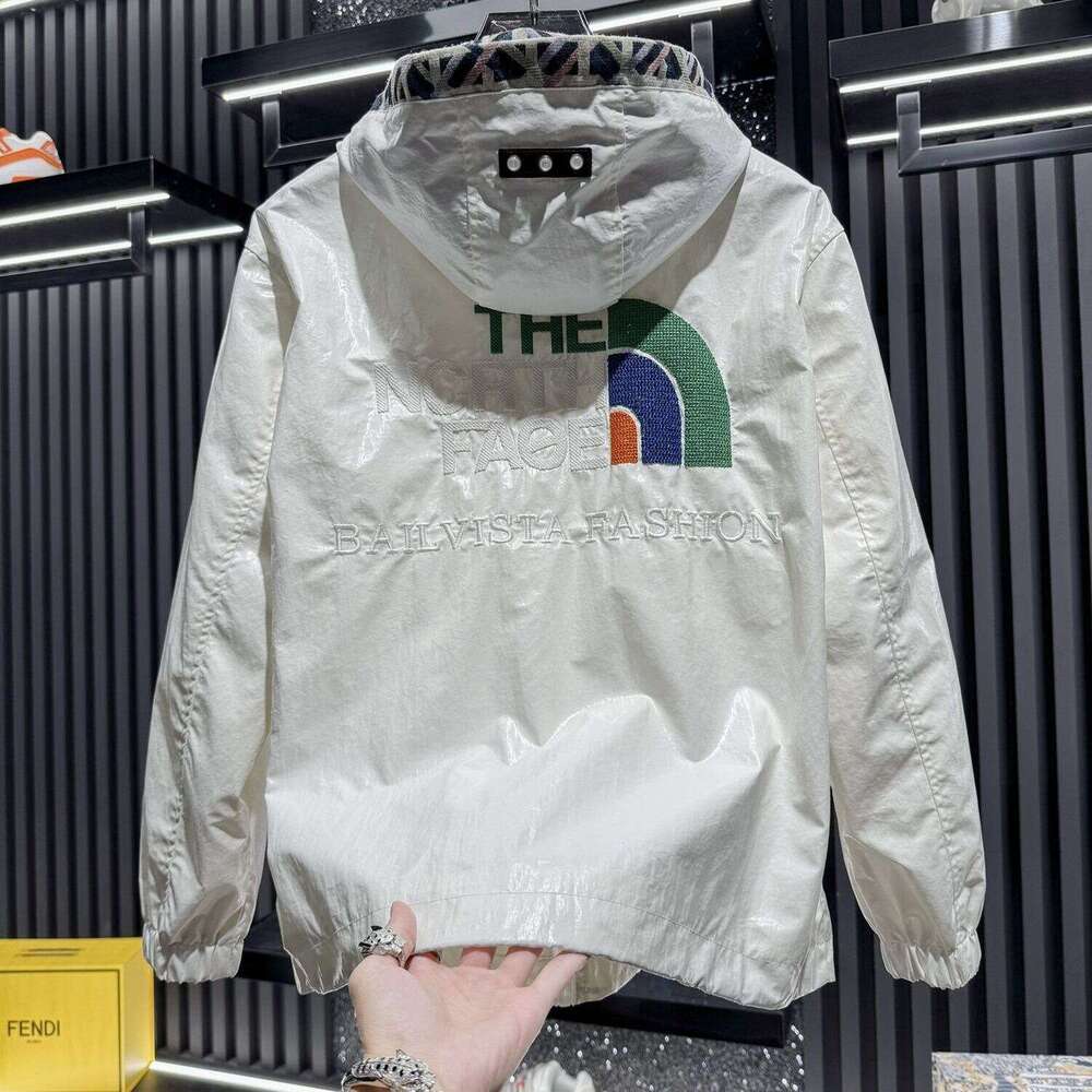 Light Luxury European Goods 2025 New Spring And Autumn Glossy Embroidered Hooded Jacket Brand Handsome Trendy Versatile Men's Coat