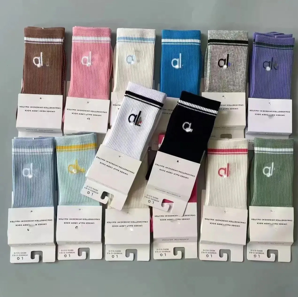 a|o socks yoga men women sports socks cotton thread socks breathable and trendy brand letter short tube cotton yoga socks
