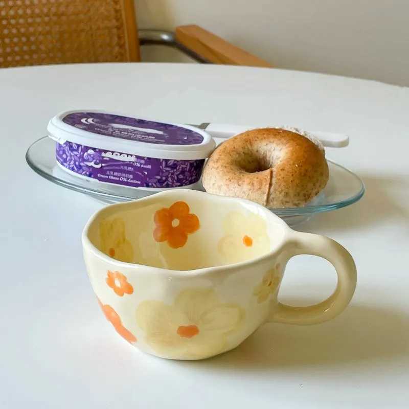 Hand Pinched Irregar Flower Ceramic gs Coffee Cups Milk Tea Cup Ins Korean Style Oatmeal Breakfast g Drinkware Kitchen cup H251209