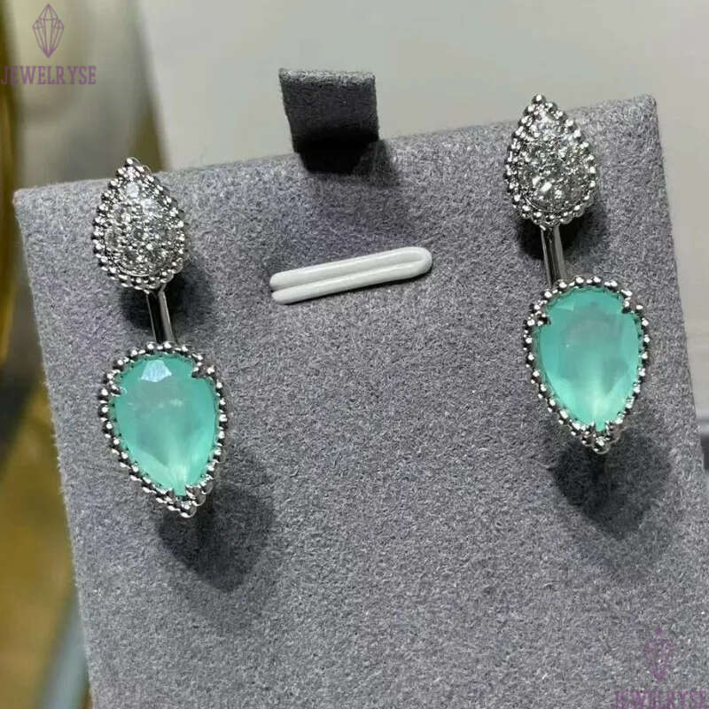 Womens luxury drop designer stud earrings silver white shine diamond crystal cz zircon blue stone leaves leaf love heart earring ear rings jewelry