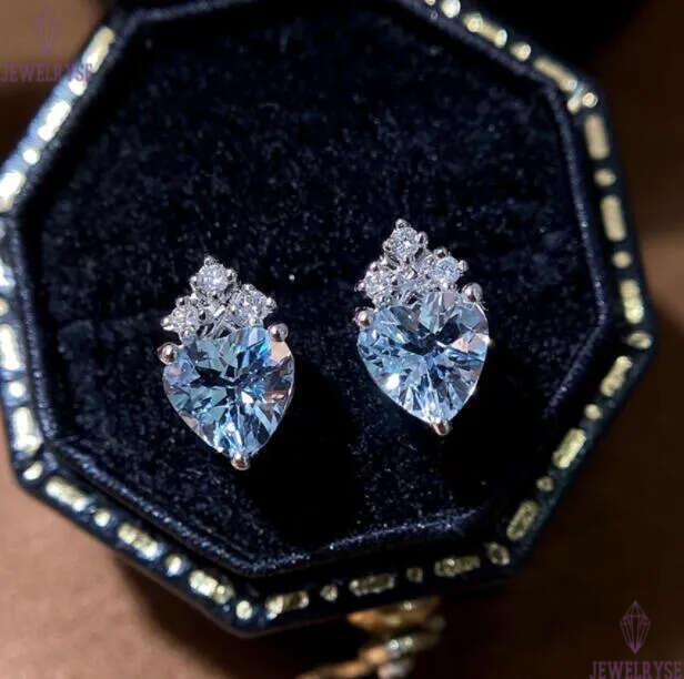S925 sterling silver love heart designer earrings for women cute lovely blue crystal shine cz zircon girls charms earring earings ear rings jewelry gi
