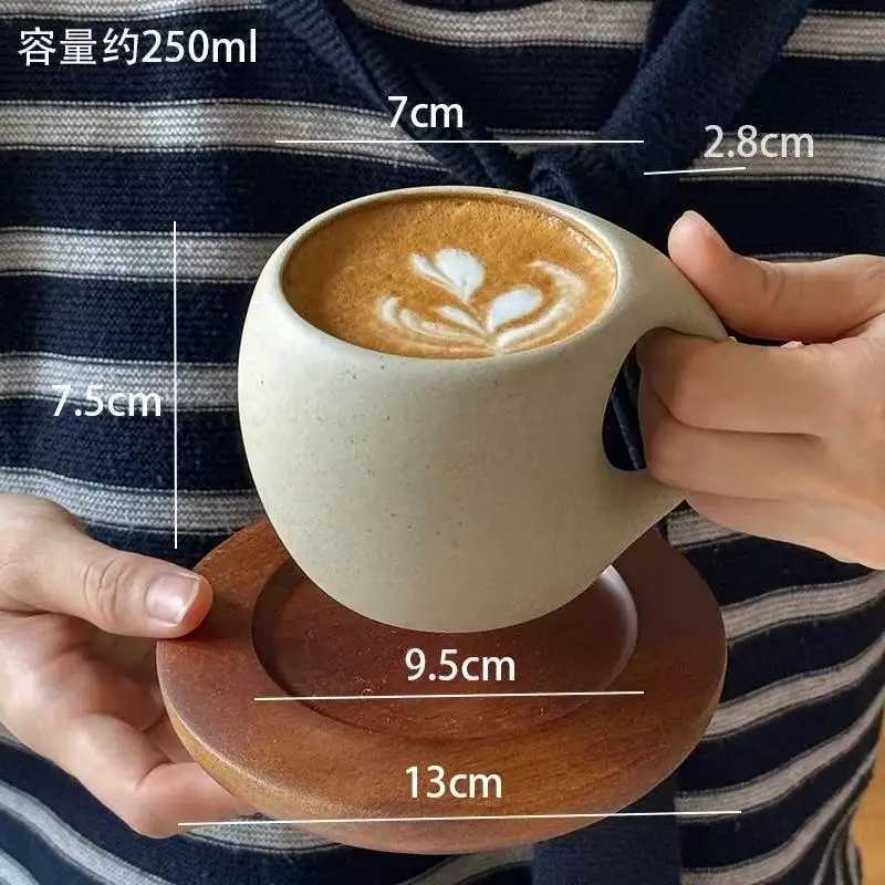 Nordic Vintage Ceramic Cup Saucer Modern Art resso Cup Latte Coffee Cups Tableware Breakfast Milk Oat Brage g H251209