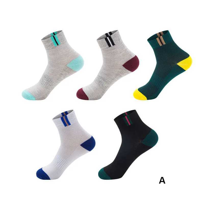 10 PICS5pairs/lot Men sport Cottin Socks Mens Sweat-absorbent Breathable Socks Colorful Men Athletics Socks Mesh Sports SocksT251209