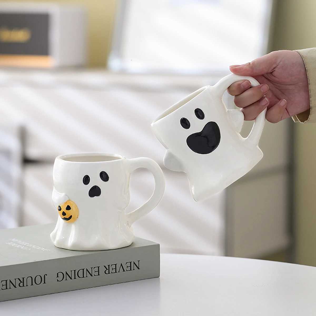 Cute Ghost Pumpkin Halloween Ceramic g Reusable Spooky Coffee Cup with Handle Halloween Party Gift H251209