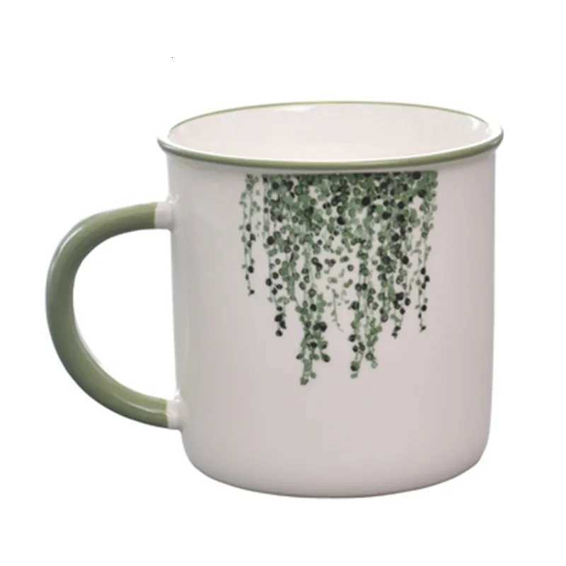 350ml Ceramic Cup Milk Tea g Green Plant Water g Coffe g Ceramic Off Drinkwear Birthday Gifts 1pc H251209