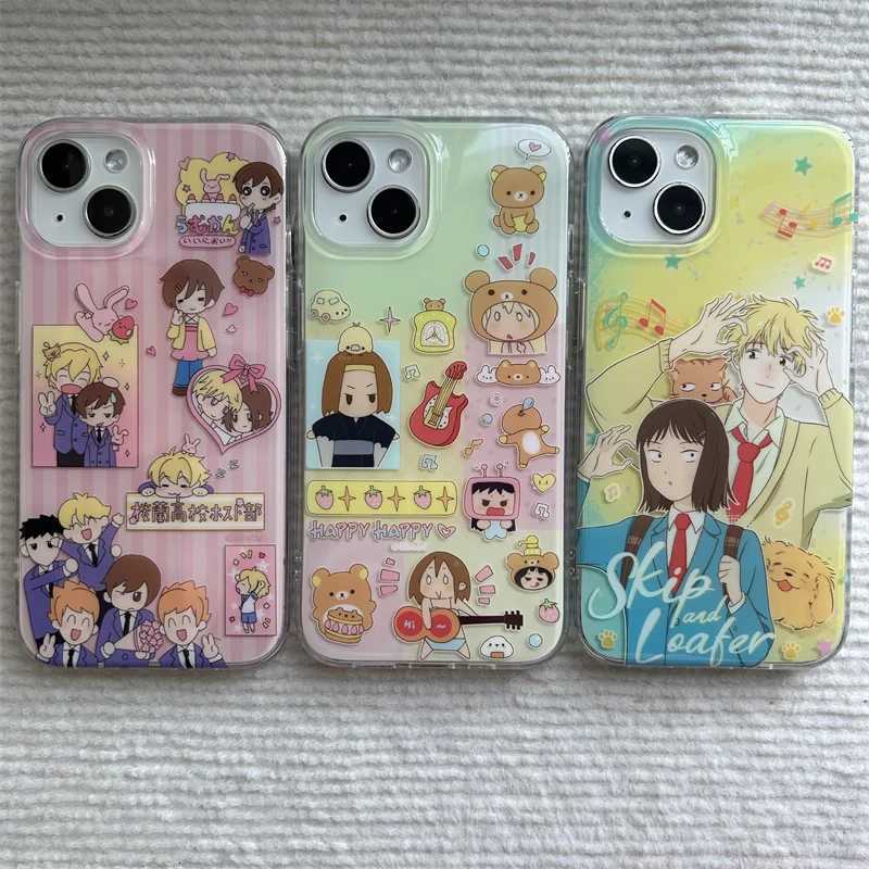 Japanese INS Cute Anime Light Tone Girl Relaxed Bear Phone Case For iPhone 16 15 14 13 12 11 Pro Max Plus Minimalism Y2k Cover C251209