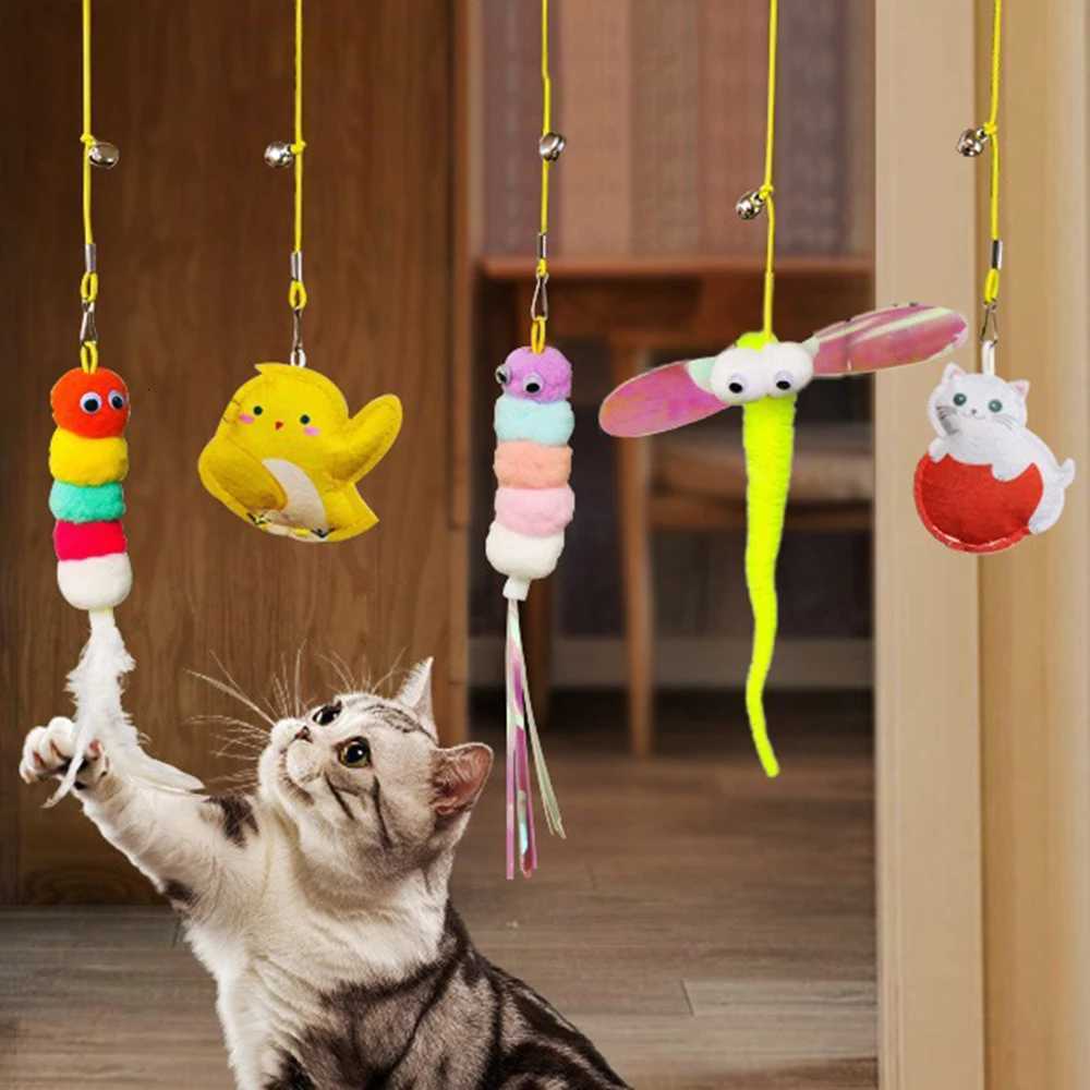 1PC Cat Hanging Cat Toy Hanging Door Elastic Rope Cat Stick Feather Pet Supplies For Cats And Dogs M251209