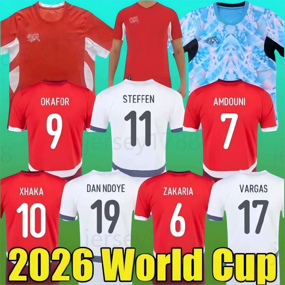 2026 World Cup Switzerland National Team Soccer Jerseys ELVEDI AKANJI ZAKARIA SOW RIEDER EMBOLO SHAQIRI home away Football shirts mens kids kit