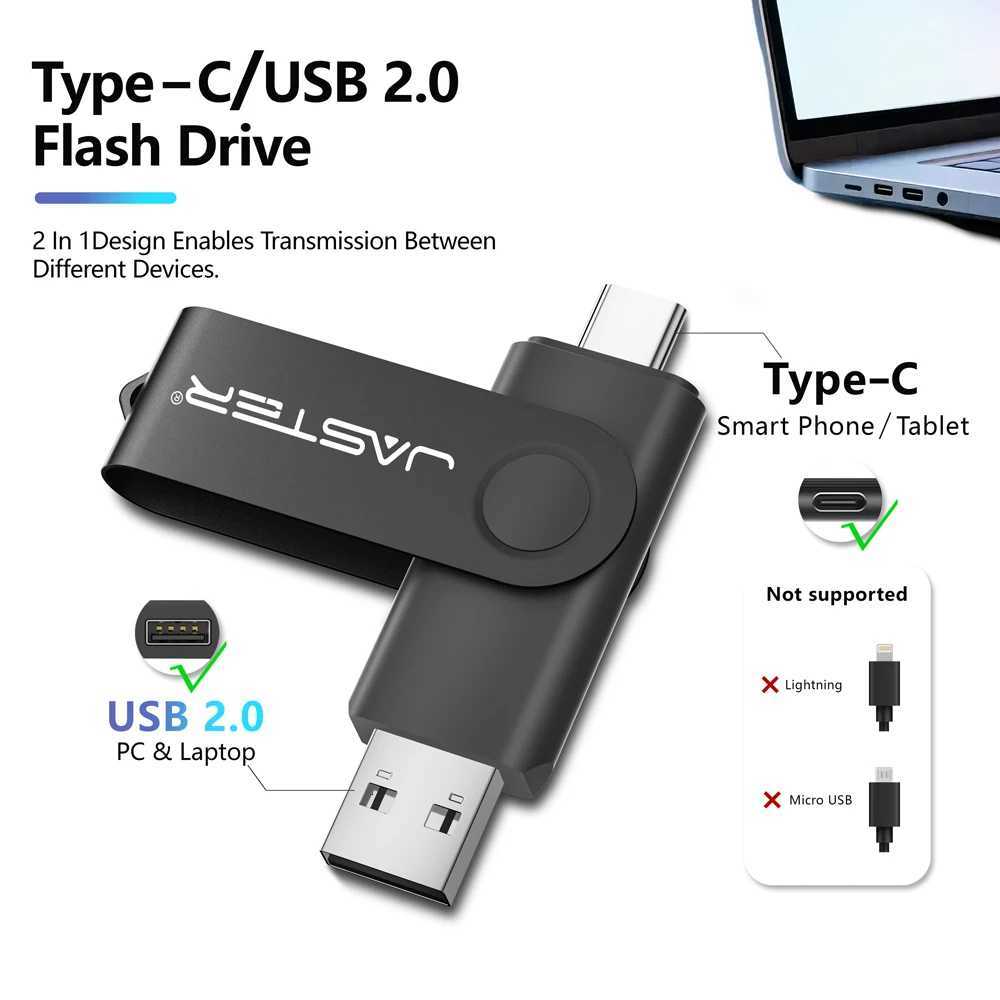 Metal OTG 2 IN 1 Type C pen drive 128GB usb memory stick 4GB 8GB 32GB 64GB 128GB cle usb cle usb flash drive memoria usb C251209